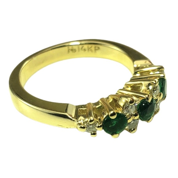 14K Yellow Gold Emerald and Diamond Ring Size 6.5 Lab Certified #16166 - Picture 4 of 9